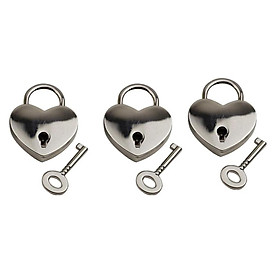 3-10pack 3pcs Heart Shape Padlock Mini Lock w/ Key for Jewelry Box Diary Book