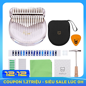 Đàn Kalimba 17 Phím Acrylic Trong Suốt Kimi M-10 (Hộp cứng chống sốc, Búa chỉnh âm, Sticker dán note, Khăn lau, Sách học) - Kèm Móng Gảy DreamMaker
