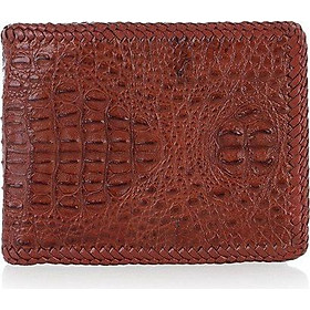 Ví nam Huy Hoàng da cá sấu nguyên con đan viền màu