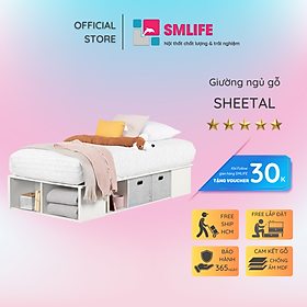 Giường ngủ gỗ hiện đại SMLIFE Sheetal | Gỗ MDF dày 17mm chống ẩm | D204xR124xC40cm