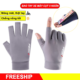 Găng tay xe máy cụt 5 ngón lụa lạnh mỏng mát thật tay SH5N- Bao tay chống nắng đi xe máy cho nam nữ co giãn, freesize 50-80kg, cảm ứng thuận tiện