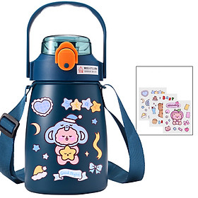 Mua Bình Giữ Nhiệt Uống Nước Nóng Lạnh Lõi Inox304 Dung Tích 1000ml Màu Pastel Có Tặng Kèm Set Hình Dán 3D Đáng Yêu