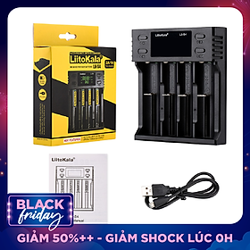 Bộ sạc pin LCD 4 khe Liitokala LII-S4 Battery Charger LCD 4 Slot for 18650 26650 21700 18350 AA AA Lithium NiMH Battery Auto-polarity