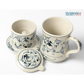 Mua Phin cà phê Gốm Bát Tràng vẽ hoa sen Mỹ Nghệ Việt MNV-CFC10