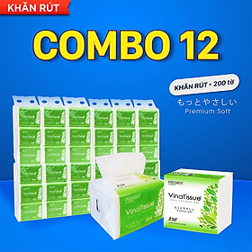 Khăn giấy rút Premier VinaTissue 200 tờ - Combo 12 gói