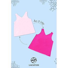 BST Siêu tiết kiệm - Áo kiểu LMcation Laura (2 lớp 2 màu) - Hồng
