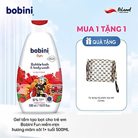 Gel tắm tạo bọt cho trẻ em Bobini Fun mềm mịn hương mâm xôi 1+ tuổi 500ML