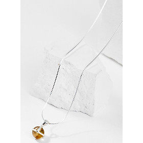 Mặt Dây Chuyền Phong Thủy Đá Thạch Anh Tóc Vàng 1 Hạt Tặng Dây Chuyền Bạc (8mm) Mệnh Thổ, Kim Ngọc Quý Gemstones