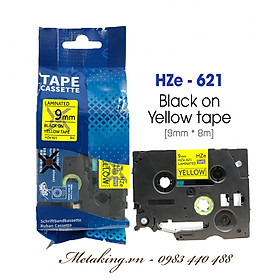 Mua Nhãn in tiêu chuẩn HZe-621  khổ 9mm x 8m  chữ đen nền vàng  dùng cho máy in nhãn Brother