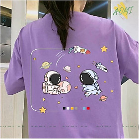 Áo thun có regular và tay lỡ nữ freesize phông form rộng dáng Unisex, mặc lớp, nhóm, cặp in hình HÀNH TINH TÊN LỬA HAI P