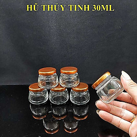 Mua Hũ Thủy Tinh 30ML (combo 6 cái) mẫu Trụ Tròn vai thon nắp thiếc màu đồng - Hũ Thủy Tinh Mini đựng mật ong  sữa ong chúa  mỹ phẩm
