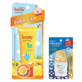 Kem Chống Nắng Dưỡng Da Sunplay Out Going SPF 50+, PA+++ (30g) + Tặng Sữa chống nắng hằng ngày Sunplay Skin Aqua