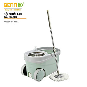 Cây Lau Nhà Tách Nước Bẩn Thông Minh, Chổi Lau Nhà Tự Vắt Xoay 360 Độ Bennix BN-888SM Kèm Thùng Có Bánh Xe- Hàng Chính Hãng