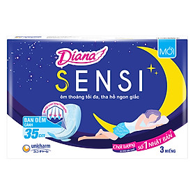Combo 6 Băng Vệ Sinh Diana Sensi Ban Đêm Có Cánh 35cm (Gói 3 Miếng)