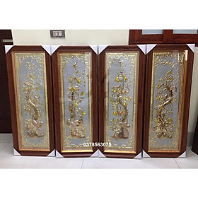 Mua Tranh tứ quý đồng khung nhựa giả gỗ nền ghi kích thước 40x1m