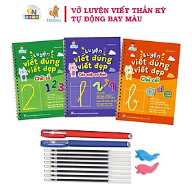 Download sách Bộ 3 Cuốn Sách Luyện Viết Đúng Viết Đẹp Thần Kỳ Tự Xóa (Chữ Đẹp - Số Đẹp - Các Nét Cơ Bản) - Tặng Kèm Bút Mực