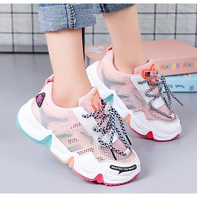 Giày nữ trẻ em Giày thể thao bé gái đế ba màu thoáng khí