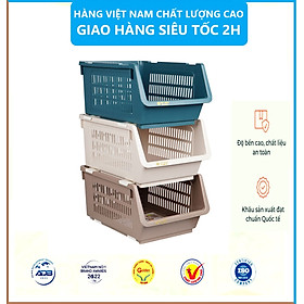 Kệ xếp tầng đa năng Việt Nhật tiện ích (5569) đựng đồ tiết kiệm không gian chất liệu nhựa bền đẹp - Hàng Việt Nam