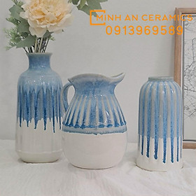 Mua Bình hoa men biển xanh cát trắng gốm Minh AN Bát Tràng nhiều mẫu