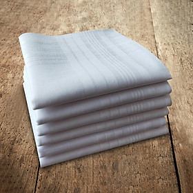 5x Men's White  Pocket Square Hankies for Father Gentlemen Suit