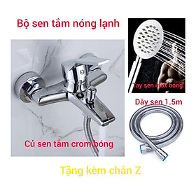 Mua (Đủ bộ) củ sen tắm nóng lạnh kèm tay sen inox bóng kiểu tròn