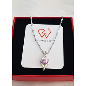 Combo Mặt Và Dây Chuyền Nữ Tình Yêu Zircon Trang Sức Bạc Cao Cấp Màu Tím