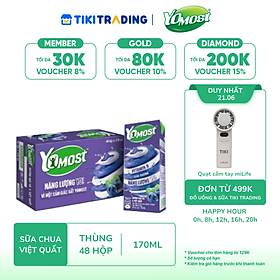 Thùng 48 Hộp Sữa Chua Lên Men Tự Nhiên Yomost Bạc Hà - Việt Quất (170ml/Hộp)
