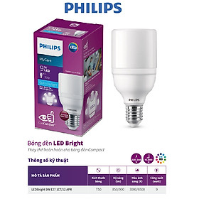 Bóng đèn PHILIPS LED Bright E27-Công suất (9W, 11W, 13W, 15W, 17W) ánh sáng vàng, ánh sáng trắng