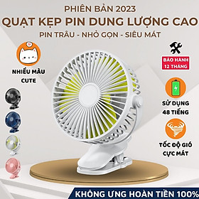 Mua Quạt Kẹp Để Bàn Mini Q002 PRO Tích Điện Sử Dụng 48h Gió Mạnh 5 Cấp Độ Siêu Mát Có Chân Kẹp Đa Năng-Hàng Chính Hãng