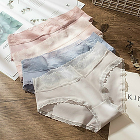 Set 5 quần lót cotton lụa thông hơi mềm mại phối viền ren xinh xắn