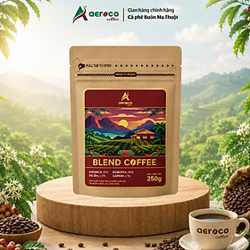 Cà phê AEROCO Blend, gói 250g, pha phin, nguyên chất 100% rang mộc hậu vị ngọt thơm quyến rũ