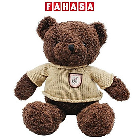 Thú Bông Gấu Teddy Nâu Đậm 50 cm - ZooZoo 50380 - Mặc Áo Len Logo