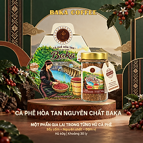 Cà Phê Hòa Tan Nguyên Chất Baka Coffee – Sấy Lạnh Hạt Cốm – Hũ Quà Đặc Sản Gia Lai 60g