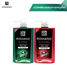 Combo 2 Sữa tắm sạch khuẩn Romano Classic và Attitude 650g/chai