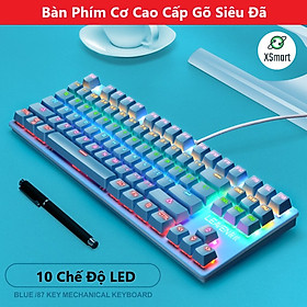 Bộ Bàn Phím Và Chuột CƠ LED XSmart đổi màu nhiều chế độ, combo full Xanh Ngọc siêu đẹp chơi game dùng văn phòng K2+M8 XANH - Hàng Chính Hãng