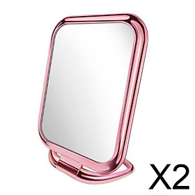 2xPortable Travel Fold Tabletop Mirror Makeup Stand Mirror Pink Square