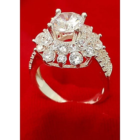 Nhẫn nữ Bạc Quang Thản, nhẫn nữ ổ cao gắn đá kim cương nhân tạo size 6 ly chất liệu bạc ta không xi mạ phong cách thời trang dễ kết hợp phụ kiện ,