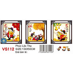 Mua Tranh đính đá phúc lộc thọ tiền vàng VS112 - 134 x 50 cm - chưa đính