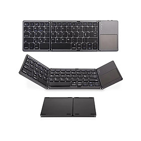 Wireless BT Keyboard Folding Keyboard Portable Ultra Slim BT Keyboard with Touchpad for Windows/Android/iOS Grey