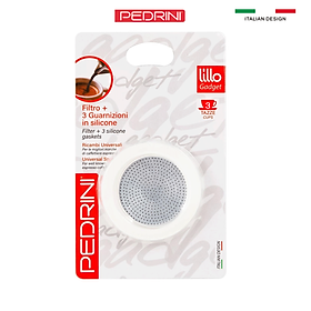 Mua Bộ Lưới Lọc và Ron Thay Thế Cho Ấm Pha Cà Phê Moka Pedrini và Bialetti - 2 cup /3 cup / 6 cup ( 1 filter + 3 ron silicone )
