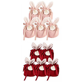 10 Pieces Velvet Candy Bag Jewelry Organizer Bunny Ears for Birthday Party