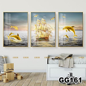 Mua Tranh treo tường canvas 3 bức phong cách hiện đại Bắc Âu 170  tranh thuận buồm xuôi gió trang trí phòng khách  phòng ngủ