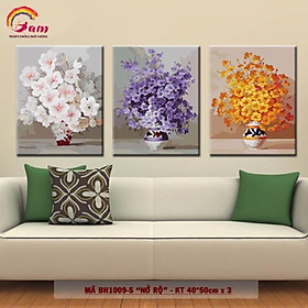 Mua Tranh sơn dầu số hoá DIY tự vẽ bình hoa hiện đại trang trí - Mã BH1009S Nở rộ