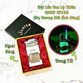 Mua Hộp quẹt bật lửa khè gas lộ thiên Chief búng tay đánh lửa CF238 (dạ quang hút ánh sáng) - (xài gas)