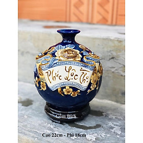 Mua Bình Hút Tài Lộc Phúc Lộc Thọ Đắp Nổi Cao 22cm Gốm Sứ Bát Tràng - Gốm Bích