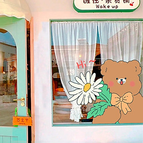 Mua HÌNH DÁN GẤU FLOWER TRANG TRÍ GƯƠNG CỬA HÀNG CUTE