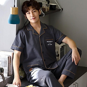 Bộ Pijama nam cộc tay-Đồ bộ nam bộ hè chất vải COTTON 100% dày dặn, thông thoáng (605)