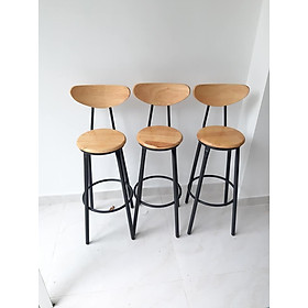 Mua Ghế Đôn Cao Ngồi Quầy Bar  Thu Ngân  Chân Sắt Cao Mặt Gỗ Cao Su Có Tựa Lưng