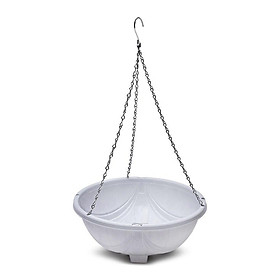 Bộ 5 chậu nhựa chảo treo dây sắt trồng hoa màu trắng đường kính 28cm