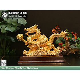 Mua Tượng Rồng Cưỡi Mây Bằng Đồng Mạ Vàng 24k Dài 34cm